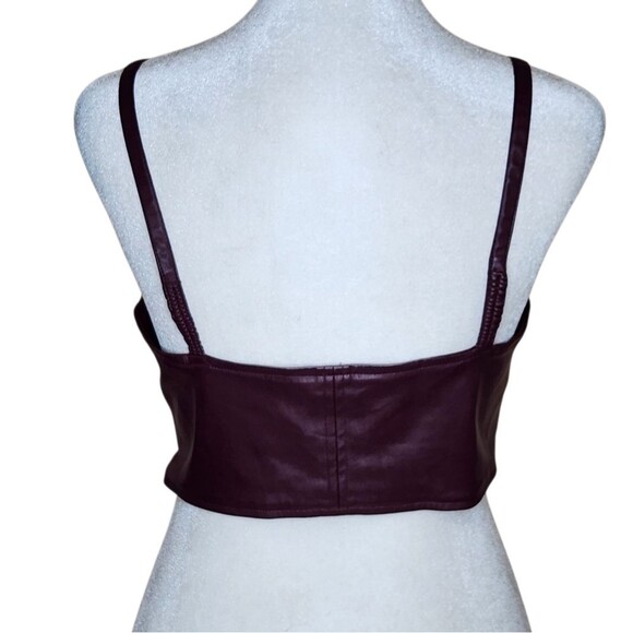 Future Collective Faux Leather Cropped Bustier Top Burgundy Wine Women's Medium - Picture 6 of 12